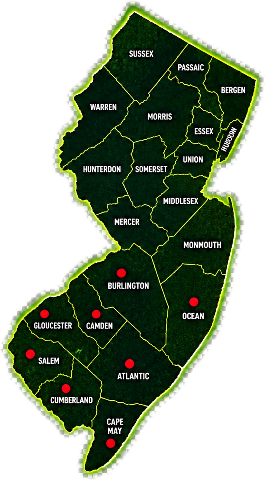 Stylized South Jersey service area map